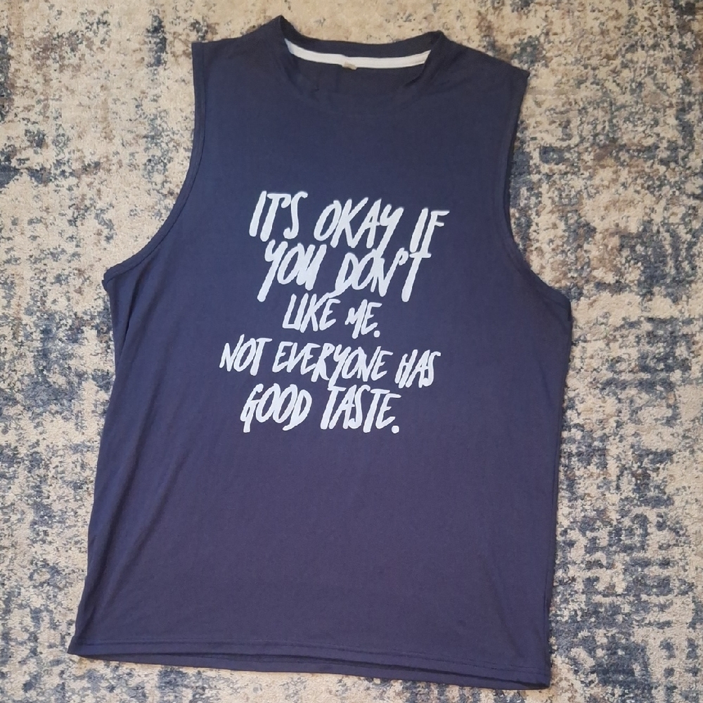 Men's Navy Blue Graphic Tank Top Size Large